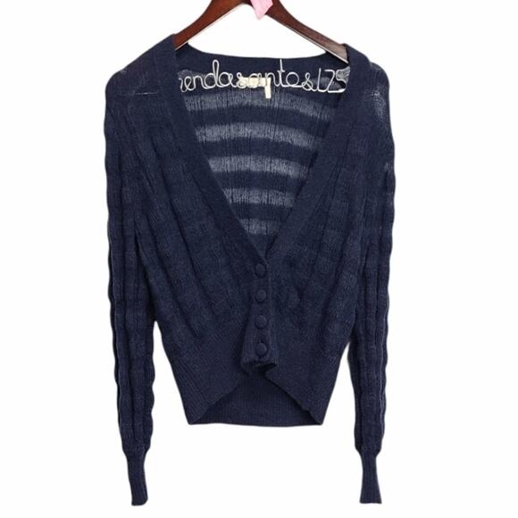 See By Chloe Womens‎ Size XS Mohair Wool Blend Blue Cardigan V Neck - Picture 9 of 9
